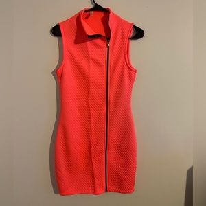 Neon pink zipper dress
